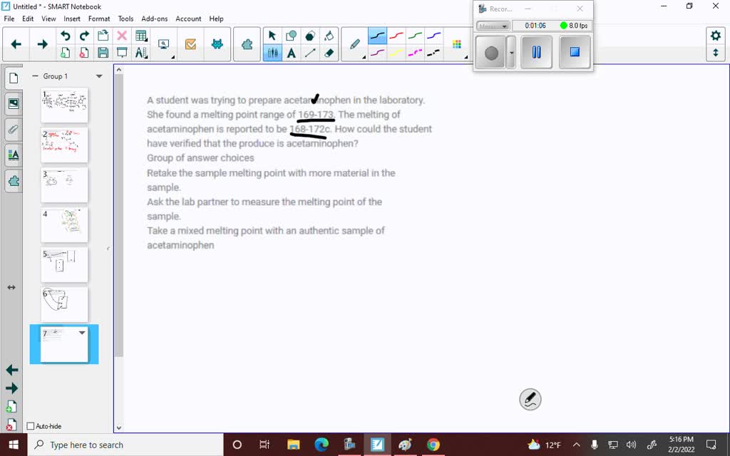 SOLVED A student was trying to prepare acetaminophen in the laboratory. She found a melting