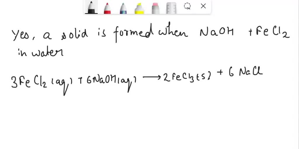 SOLVED e. NaOH(aq) + HCl(aq) n a precipitation reaction, sodium