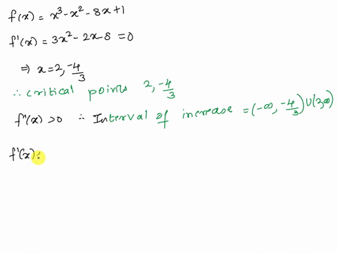 find-maximum-and-minimum-crtitical-points-inflection-points-increase-and-decrease-intervals-and-intervals-of-concavity-from-the-following-function-fx-x3-x2-8x-1-93617