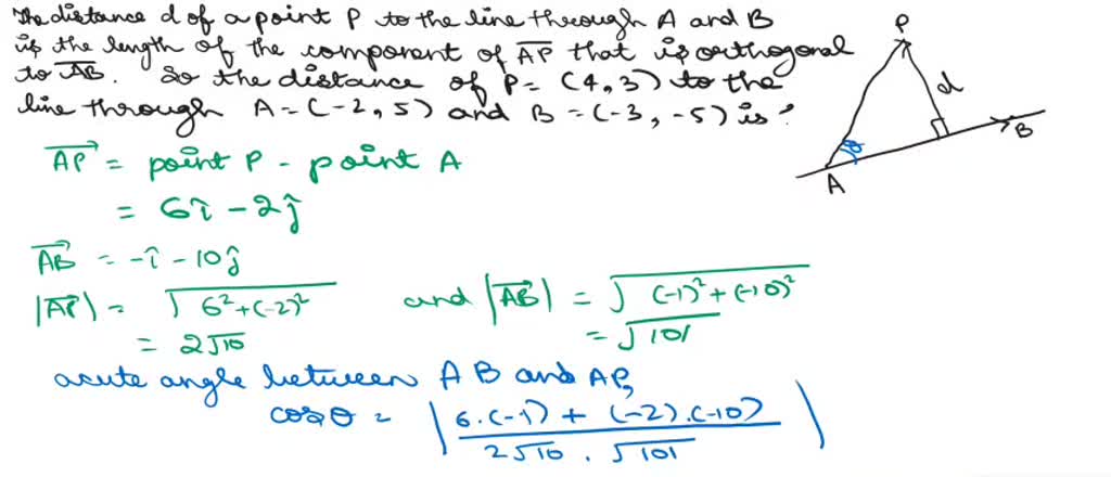 SOLVED: Point) The Distance D Of A Point P To The Line Through Points ...