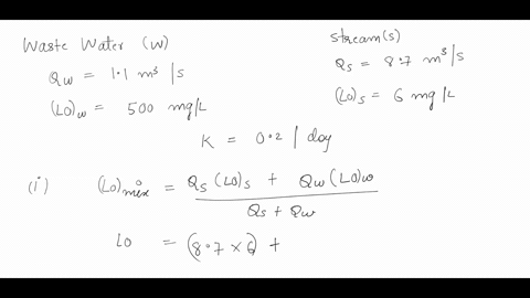 sample-problem-1-a-municipal-wastewater-treatment-plant-serving-a-city-of-200000-discharges-110-m3-s-of-treated-effluent-having-an-ultimate-bod-of-50-mgl-into-a-stream-that-has-a-flow-of-870-79233