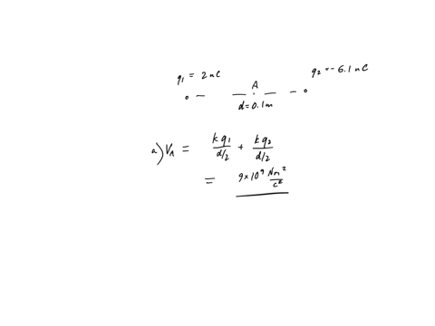 two-point-charges-q1-200-nc-and-q2-610-nc-are-0100-m-apart-point-a-is-midway-between-them-point-b-is-0080-m-from-q1-and-0060-m-from-q2-see-figure-below-take-the-electric-potential-to-be-zero-at-infini