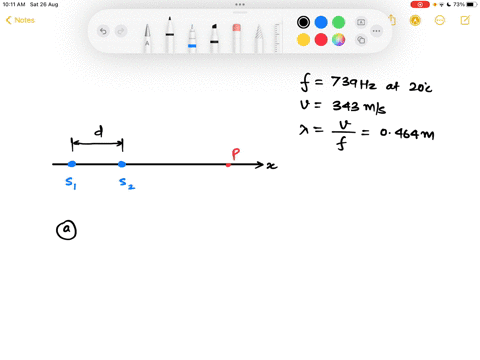 two-loudspeakers-in-a-20c-room-emit-739-hz-sound-waves-along-the-x-axis-a-if-the-speakers-are-in-phase-what-is-the-smallest-distance-between-the-speakers-for-which-the-interference-of-the-so-42735