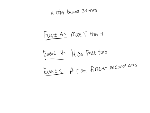 a-coin-is-tossed-three-times-an-outcome-is-represented-by-a-string-of-the-sort-htt-meaning-a-head-on-the-first-toss-followed-by-two-tails-the-that-each-outcome-has-the-same-probability-le-three-events