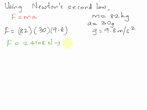 a-person-has-a-reasonable-chance-of-surviving-an-automobile-crash-if-the-deceleration-is-no-more-than-30-gs-calculate-the-magnitude-of-the-force-on-a-82-kg-person-accelerating-at-this-rate-what-distan