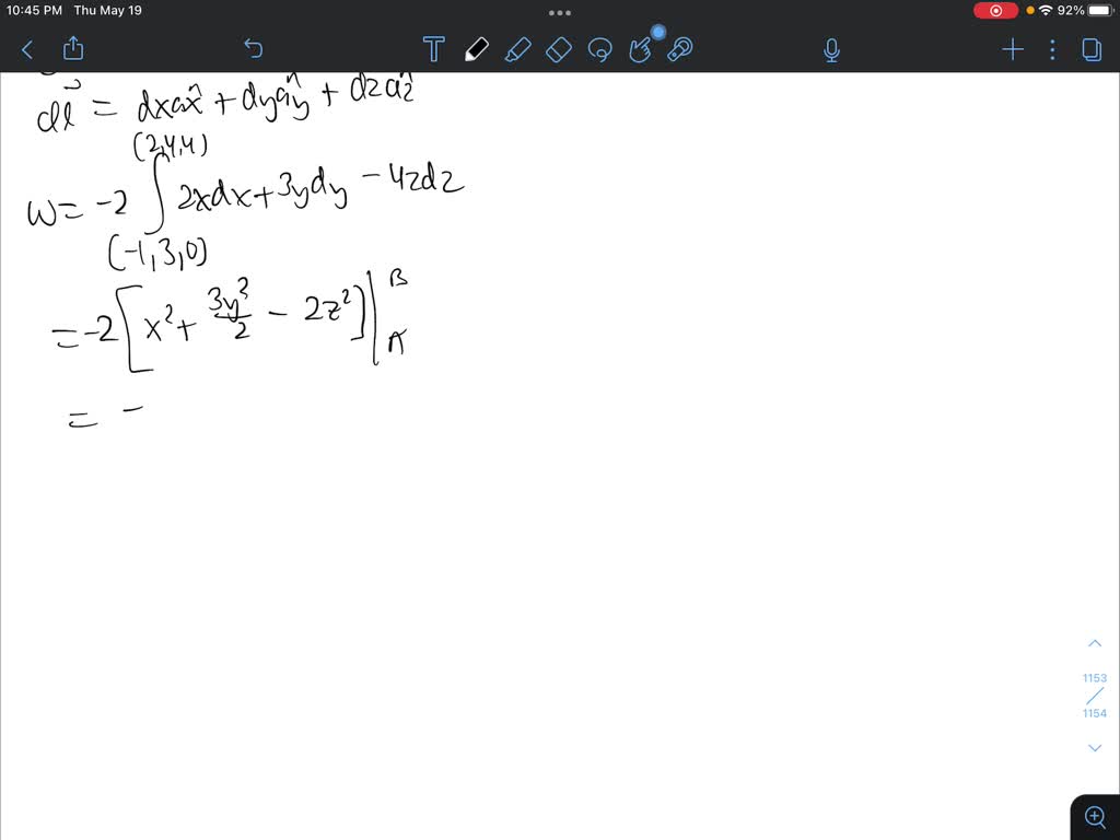 SOLVED: Calculate The Work Done In Moving A 2C Charge From B(-1,3,0) To ...