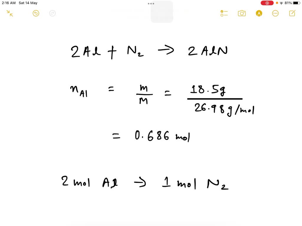 SOLVED Nitrogen reacts with powdered aluminium according to the
