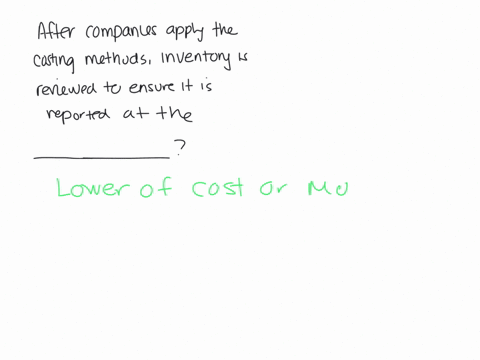 after-companies-apply-one-of-the-four-costing-methods-inventory-is-reviewed-to-ensure-it-is-reported-at-the-market-value-historical-cost-lower-of-cost-or-market-replacement-cost-retail-value-48093