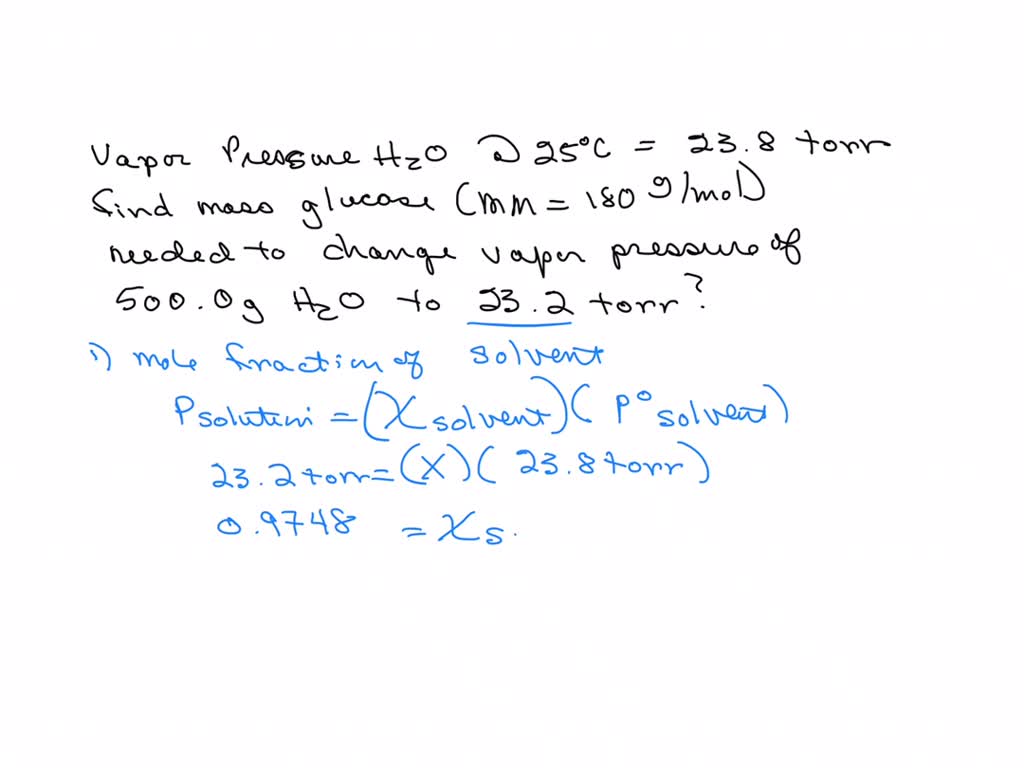 SOLVED: The vapor pressure of water at 25.0Â°C is 23.8 torr. Determine ...