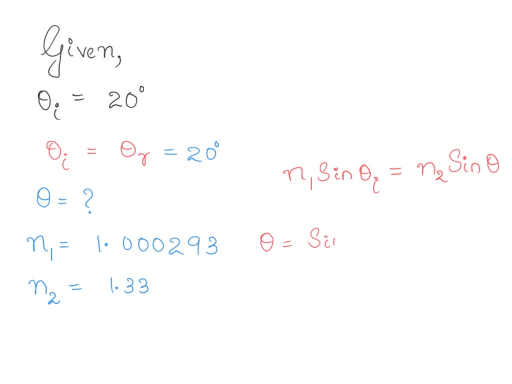 SOLVED: 1) A light beam in air is incident On the surface of = pond ...