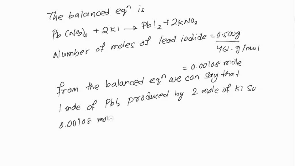 What is the mass of insoluble lead(II) iodide (461.0 g/mol) produced from 0.830 g of potassium