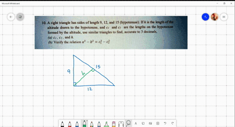ho-atright-triangle-has-sides-of-length-9-12-and-15-hypotenuse-ifh-is-the-lengthiafha-faltitude-drawn-t0-the-hypotenuse-and-4-and-are-he-lengths-on-the-hypotenume-formed-by-the-altitude-use-62355