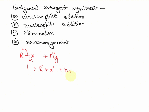 what-is-the-general-type-of-reaction-of-grignard-reagent-synthesis-a-electrophile-addition-b-nucleophile-addition-c-elimination-d-rearrangement-i-think-it-is-an-electrophilic-addition-reacti-31471