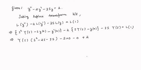 1-point-take-the-laplace-transform-of-the-following-initial-value-problem-and-solve-for-ys-lyt-1-0-t-1-y-5-2y-35y-o-1-t-y0-0-0-ys-now-find-the-inverse-transform-to-find-yt-use-stept-c-for-ct-43082