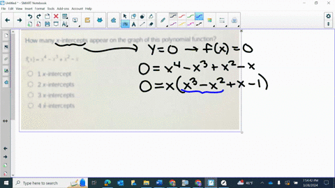 how-many-x-intercepts-appear-on-the-graph-of-this-polynomial-function-fxx4-x3x2-x-1-x-intercept-2-x-intercepts-3-x-intercepts-4-x-intercepts