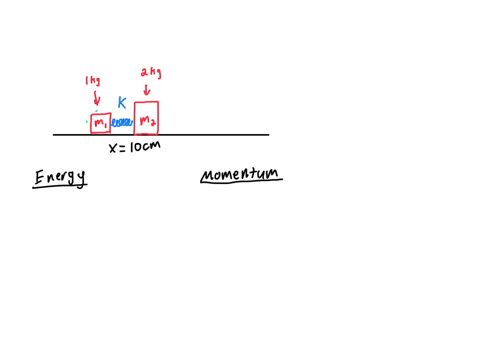 16-two-blocks-with-masses-of-kg-and-2-kg-respectively-are-initially-held-together-in-place-as-shown-in-the-figure-at-right-the-massless-spring-between-the-two-blocks-has-spring-con-stantofk-90416