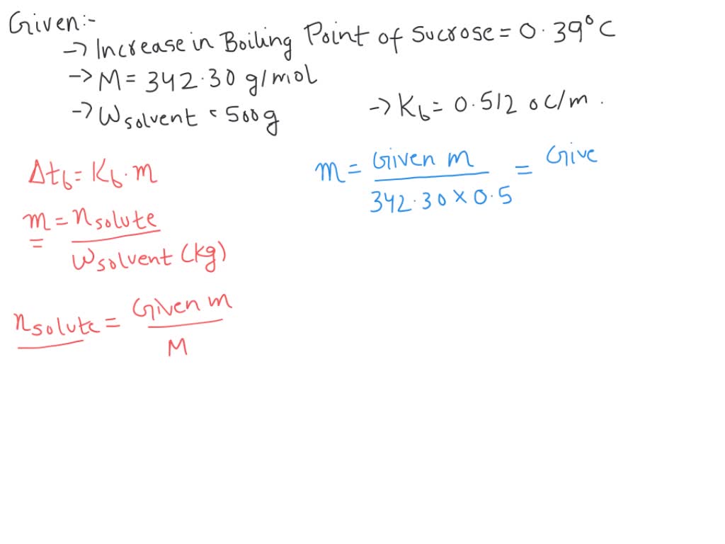 SOLVED An aqueous sucrose solution (342.30 g/mol) has a boiling point