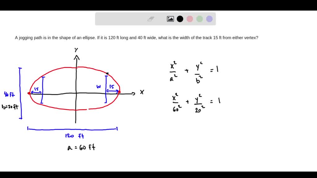 SOLVED A jogging path is in the shape of an ellipse. If it is 120 ft