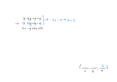 solve-each-system-of-equations-x-2y-z-12-x-2y-3z-0-2x-y-4z-24