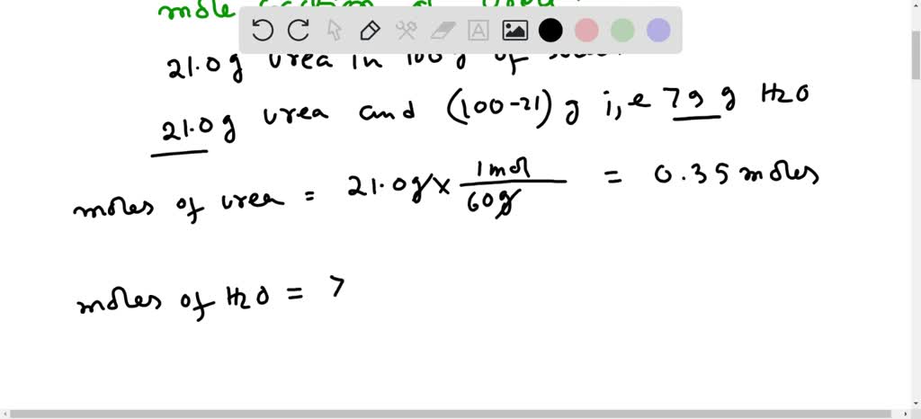 SOLVED: What is the mole fraction of urea, CH4N2O (MM 60 g/mol), in an ...