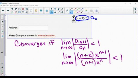 1-point-find-all-the-values-of-x-such-that-the-given-series-would-converge-n-lx-n-answer-note-give-your-answer-in-interval-notation-11432