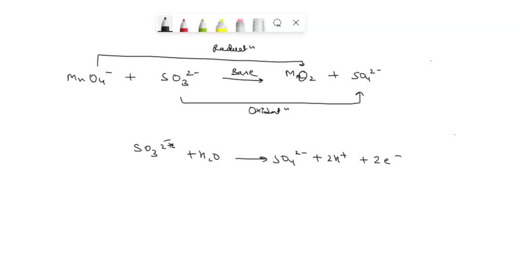 SOLVED Permanganate ion (MnO4) reacts with sodium sulfite (SO32) in
