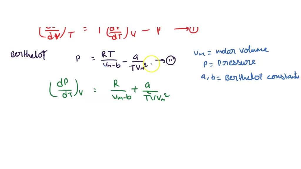 SOLVED: Derive The Expression For The Internal Pressure Of A Gas ...