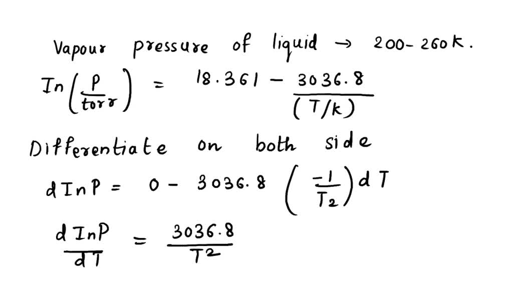 SOLVED The vapor pressure of a liquid in the temperature range 200â