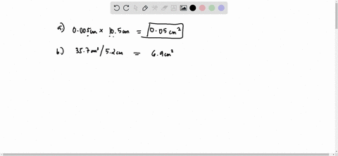 perform-each-of-the-following-calculations-and-write-your-answer-with-the-correct-units-and-number-of-significant-figures-0005-cm-x-105-crn-357-cm-52-cm-270-gcm-x-45-cm-453-g-105-cmx-163-cm-83136