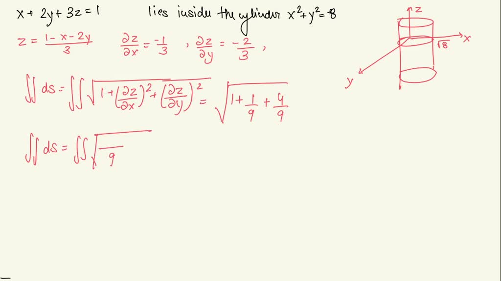 Solved Find The Area Of The Surface The Part Of The Plane X 2y 3z 1 That Lies Inside The 4221