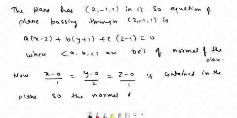 write-the-equation-of-the-plane-that-contains-the-line-in-the-direction-of-the-vector-1-2-1-and-passes-through-the-origin-l-x-01-y-02-z-01-it-is-known-that-the-point-2-1-1-is-in-the-plane-a-88413