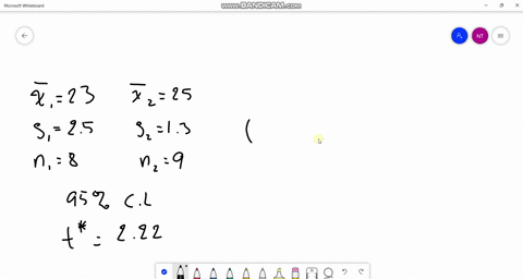a-random-sample-of-8-observations-from-one-population-revealed-a-sample-mean-of-23-and-a-sample-standard-deviation-of-25a-random-sample-of-9-observations-from-another-population-revealed-a-s-22533