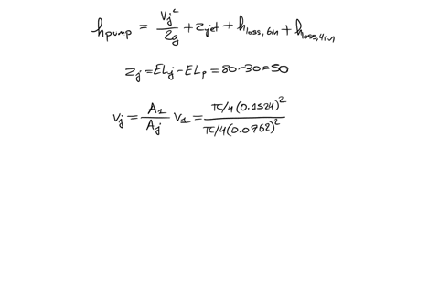 a-pipeline-with-a-pump-leads-to-a-nozzle-as-shown-find-the-flow-rate-when-pump-develops-an-80ft-244m-head-assume-head-lost-in-the-6-inch-152mm-pipe-to-be-five-times-its-velocity-head-while-t-55752