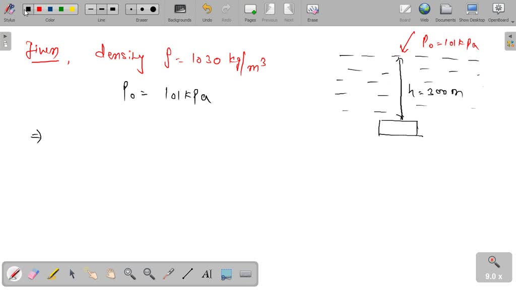 SOLVED "Determine the pressure exerted on a submarine at 300m below