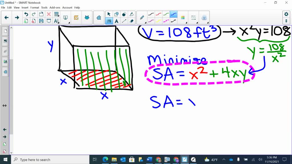 SOLVED A rectangular tank with a square base, an open top, and a