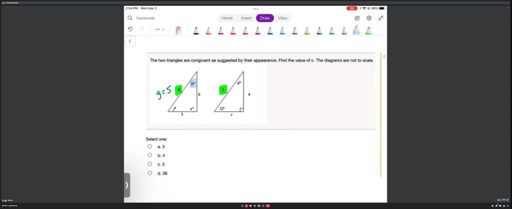 SOLVED: 'The two triangles are congruent as suggested by their ...