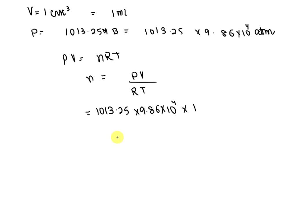 SOLVED From the ideal gas law pV = nRT, calculate how many molecules