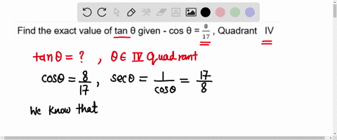find-the-exact-value-of-tan-0-given-cos-0-quadrant-iv-71513