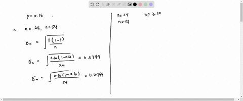 consider-population-proportion-p-016-you-may-find-it-useful-to-reference-the-2-table-calculate-the-standard-error-for-the-sampling-distribution-of-the-sample-proportion-when-n-24-and-n-54-ro-30765