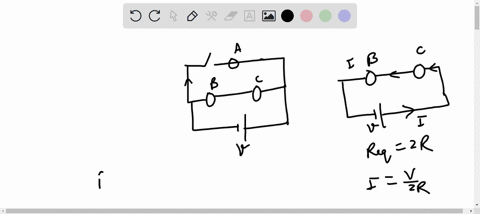 three-identical-bulbs-a-b-and-c-are-wired-in-a-circuit-as-shown-the-brightness-of-a-light-bulb-is-proportional-to-the-power-dissipated-by-the-bulb-assume-that-the-bulbs-act-as-ideal-resistor-84675