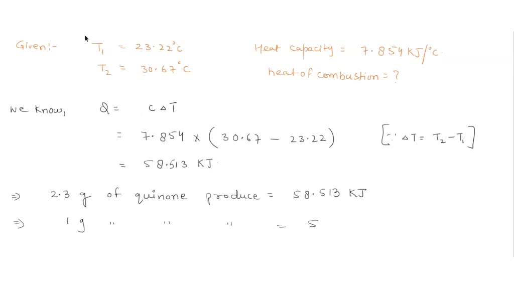 A 2.300 g sample of quinone (C6H4O2) is burned in a bomb calorimeter ...
