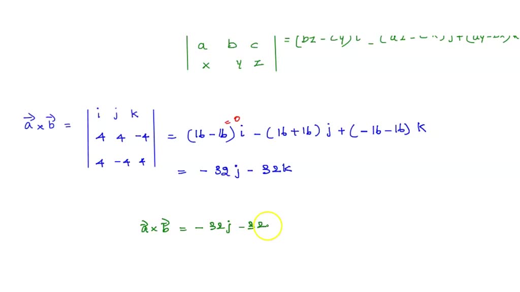 SOLVED: Find The Cross Product A × B. A = J + 9k, B = 4i − J + 5k ...