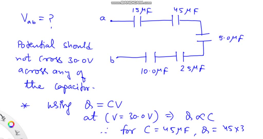 SOLVED: Five Capacitors Are Connected Across A Potential Difference Vab ...