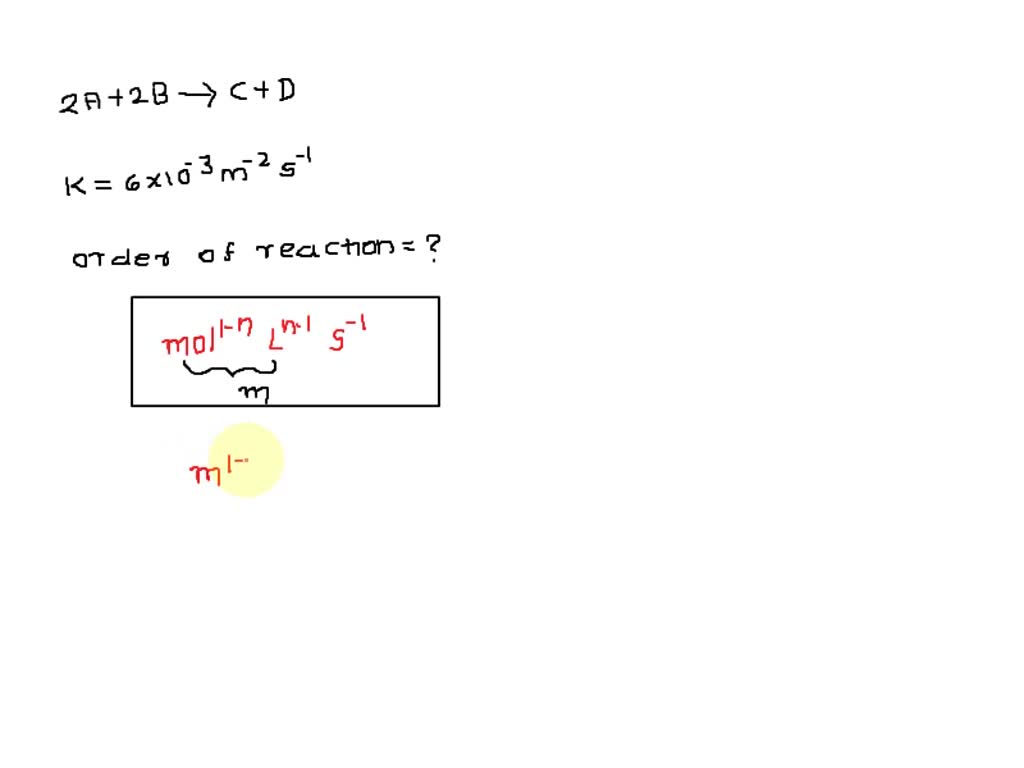 SOLVED: The reaction, 2A + 2B C + D, has a rate constant of 6.0 x 10^-3 ...