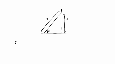 a-10ft-ladder-leans-against-a-wall-at-an-angle-theta-with-the-horizontal-the-top-of-the-ladder-is-x-feet-above-the-ground-if-the-bottom-of-the-ladder-is-pushed-toward-the-wall-find-the-rate-at-which-x