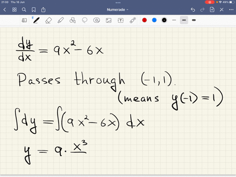 find-the-equation-of-the-curve-that-passes-through-11-if-its-slope-is-given-by-dy-dx-9x2-6x-for-each-x-71932