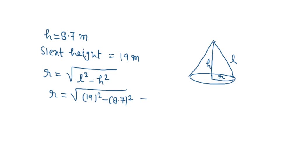 SOLVED: find the surface area of a cone with a slant height of 18 ...