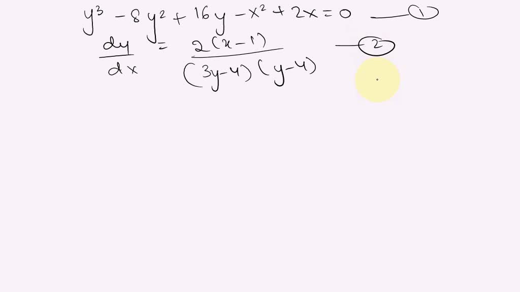 Solved Consider The Curve Given By The Equation Y3 8y 16y X2 2x 0 It Can Be Shown That Dy 2 2 1 Dx 3y 4 Y 4