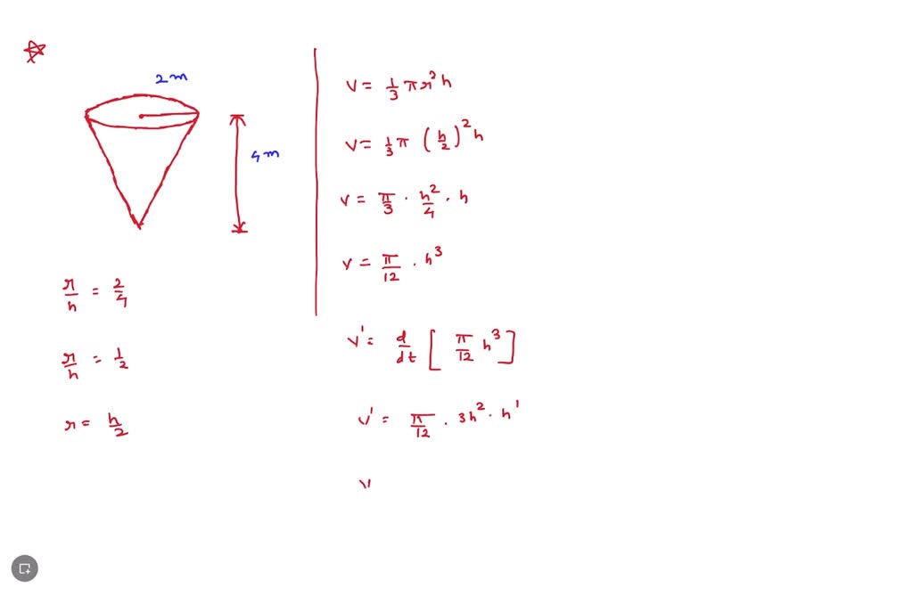 Inverted Cone Shape Base SOLVED: a water tank has the shape of an inverted circular cone with a ...