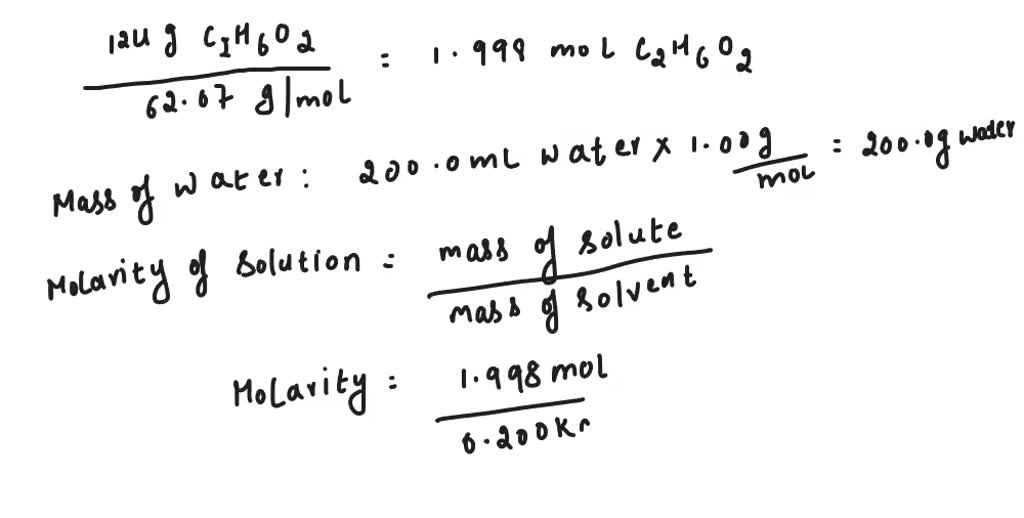 SOLVED: What is the freezing point of an aqueous solution of ethylene ...